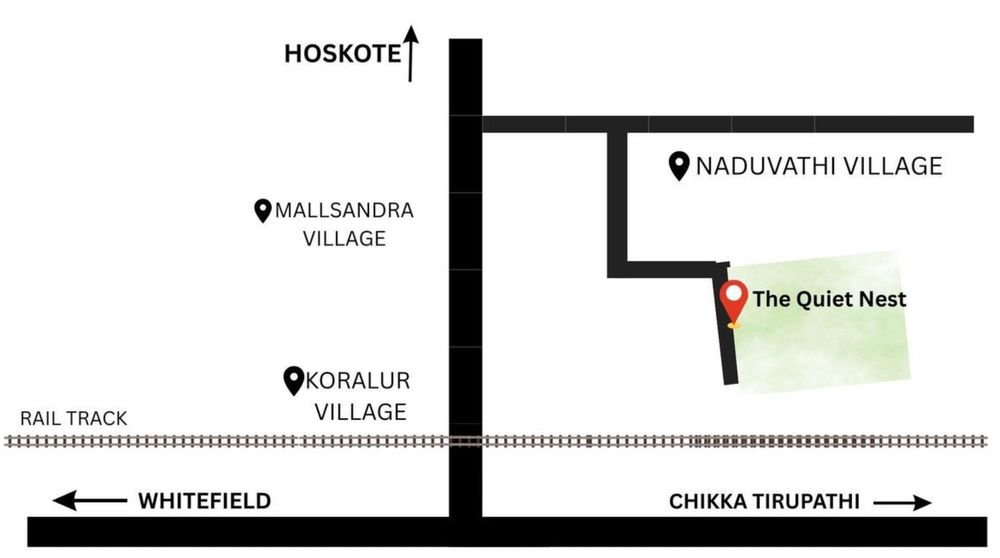 Location map of The Quiet Nest near Naduvathi Village, Hoskote